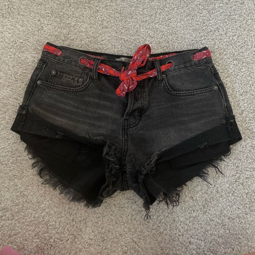 Black denim free people shorts
